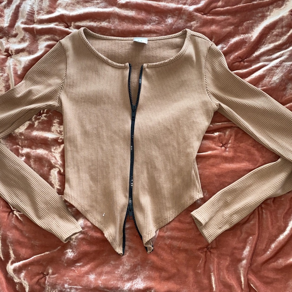 Tan Zipper Top